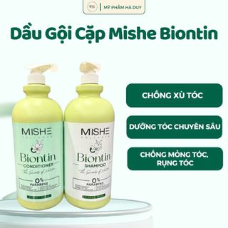 Dầu Gội Cặp Mishe Biontin 2000ml Dưỡng Tóc Kích Mọc Tóc Phục Hồi Tóc Hư Tổn Giảm Rụng Tóc Thơm Lâu