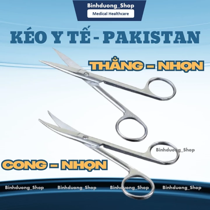 Kéo y tế cong / nhọn đủ size cắt bông gòn, băng gạc xuất xứ Pakistan