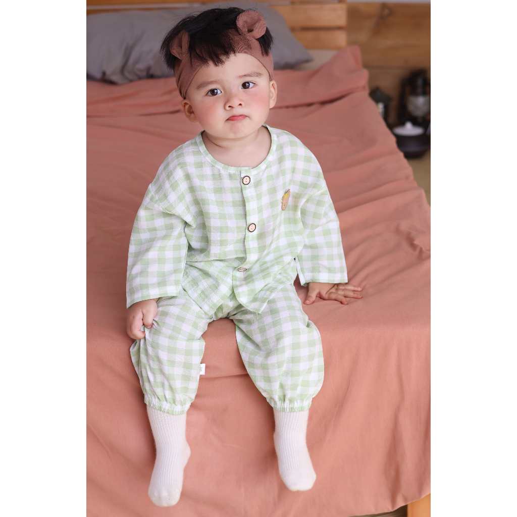 Bộ mặc nhà cho bé chất đũi hàn mịn, mềm mát cho bé từ 7 đến 26kg - Chu Chu Babi
