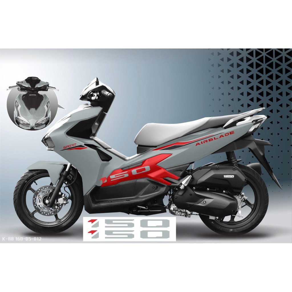 Tem số 125 và 160 xe Airblade xe màu xám Xi Măng, decal cao cấp như Zin
