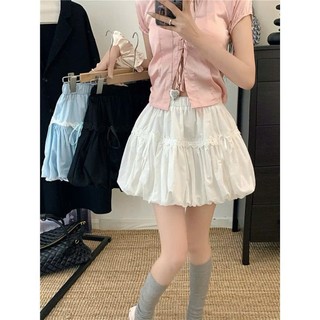 Chân Váy Nữ Bí Ngô Pumpin Bèo Đính Nơ Có Quần Bảo Hộ Bên Trong Chất Vải Voan WCV004