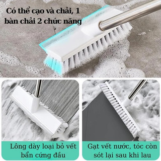Chổi Quét Sàn Nhà Tắm Đa Năng 2in1, Chổi Cọ Sàn Và Gạt Nước 2 trong 1, Điều Chỉnh Độ Dài C1