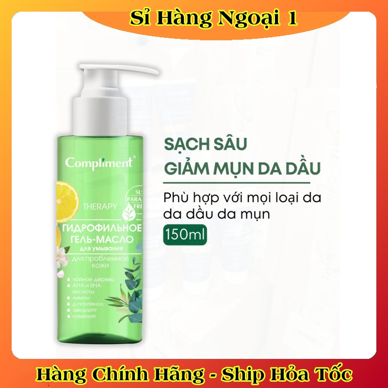 Dầu rửa mặt Compliment No Problem không làm khô da giảm mụn cho da dầu nhạy cảm 150ml của Nga