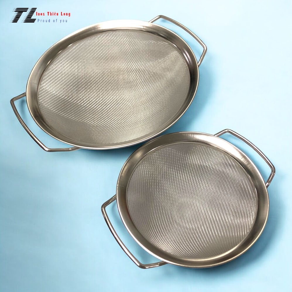 Rây lược 2 quai cầm/ Vợt inox dày lưới khít mịn/ Rổ vo gạo,rửa rau quả ...