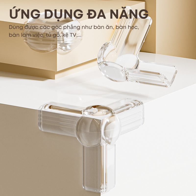 Bombo 04 Bịt Góc Bàn Silicon Trong Suốt 3 Kiểu – Bảo Vệ 3 Cạnh –Chống Va Đập Cho Bé, Dán Chắc, Không Bám Bẩn (AT02)