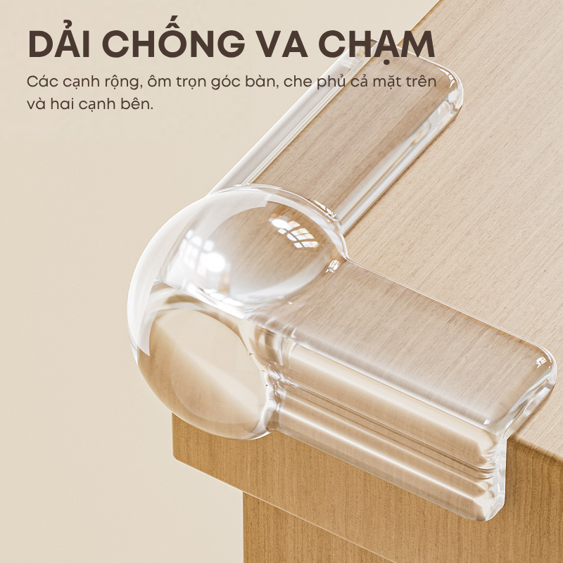 Bombo 04 Bịt Góc Bàn Silicon Trong Suốt 3 Kiểu – Bảo Vệ 3 Cạnh –Chống Va Đập Cho Bé, Dán Chắc, Không Bám Bẩn (AT02)
