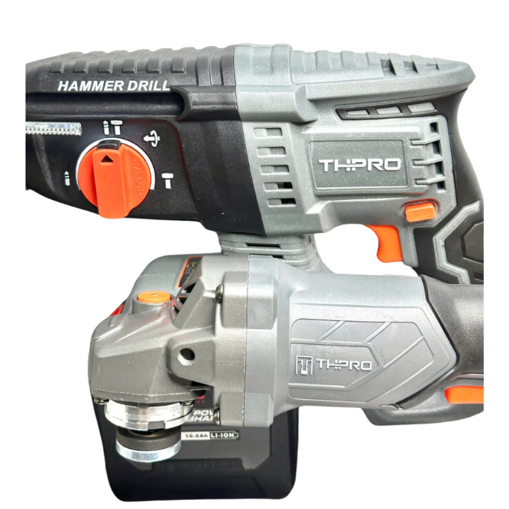 Combo Máy Khoan Bê Tông TH2606PRO, Máy Mài F1 Kèm Pin 20Cell Sạc - Động Cơ Lõi Đồng, Chân Pin Phổ Thông