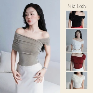 Áo Lệch Vai Vải Nhún Nhũ Miolady Tay Ngắn Co Dãn 4 Chiều – Che Vai Rộng Dễ Mix Đồ AO005