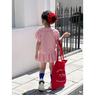 [B&G] Đầm váy polo hồng cổ sen,tùng váy nhún chân voan ren thêu cho bé gái từ 10-42kg(2-11 tuổi)