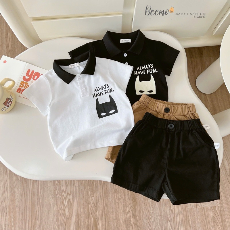 Set bộ áo cộc tay bé trai Beemo polo, áo phông cotton thoáng mát size 80-130 (9-24kg) 5123BHB 4644AHB 4013AHB 5027SHB