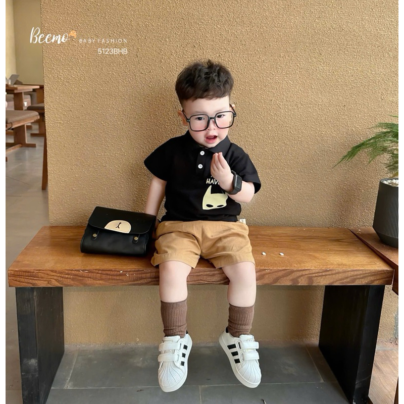 Set bộ áo cộc tay bé trai Beemo polo, áo phông cotton thoáng mát size 80-130 (9-24kg) 5123BHB 4644AHB 4013AHB 5027SHB