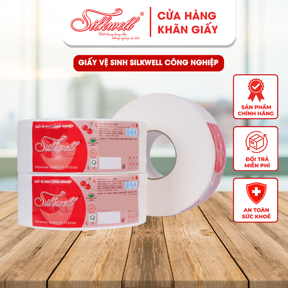Combo 5 Giấy vệ sinh cuộn lớn Silkwell 700g ,cuộn vệ sinh công nghiệp có lõi giá rẻ hàng chính hãng