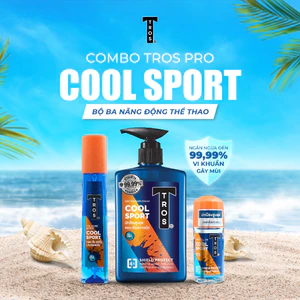 Combo TROS Cool Sport: Sữa Tắm, Lăn Khử Mùi & Xịt Toàn Thân - Bộ 3 Năng Động Thể Thao, Mát Lạnh Cả Ngày