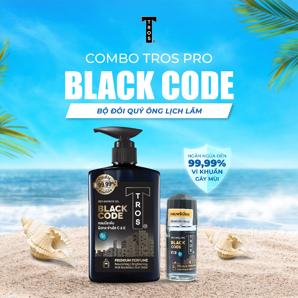 Combo TROS Black Code - Sữa Tắm & Lăn Khử Mùi Sang Trọng Cho Quý Ông Lịch Lãm