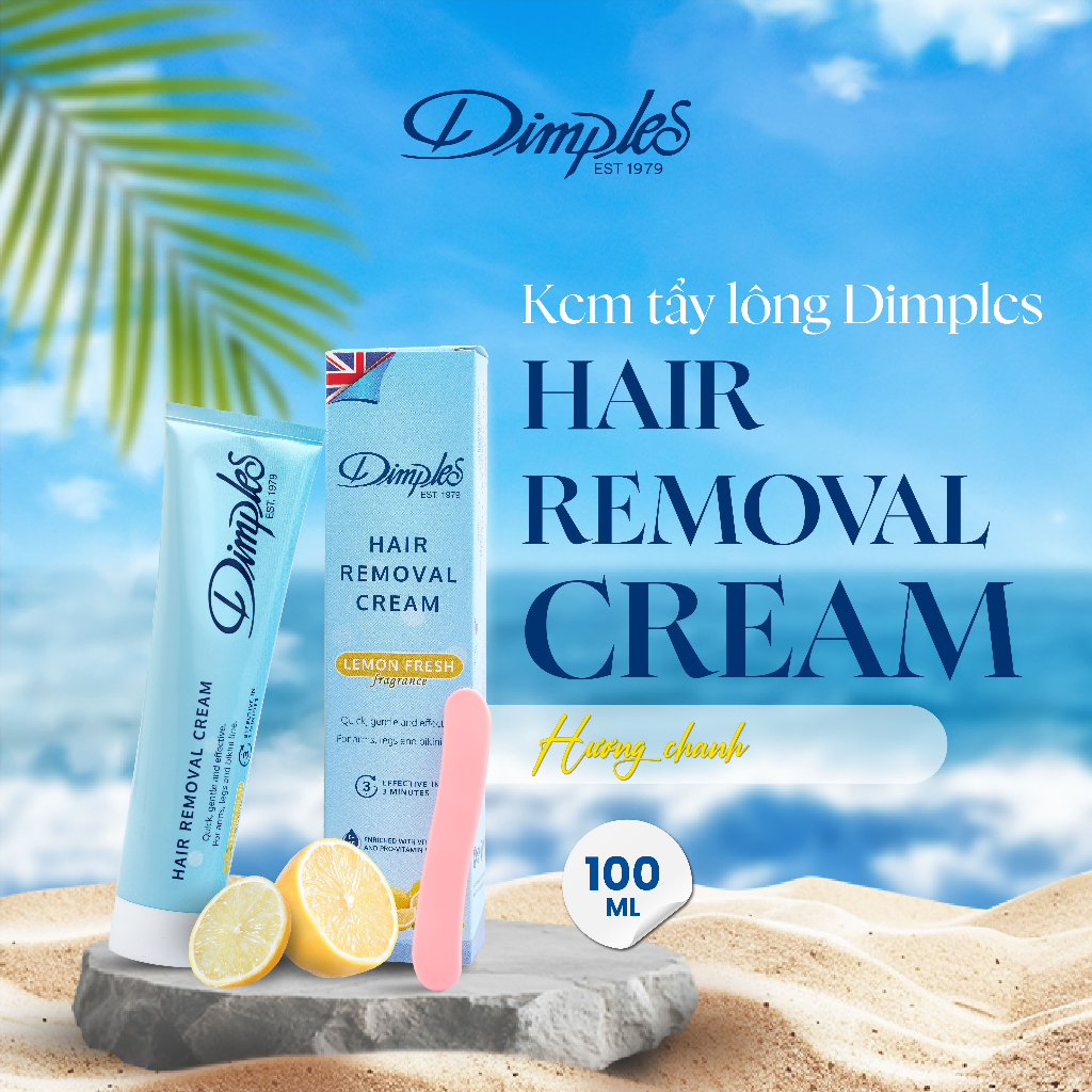 Kem Tẩy Lông Châu Âu DIMPLES Hương Chanh Dành Cho Chân, Tay, Nách, An Toàn Và Hiệu Quả