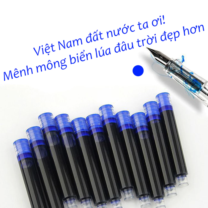 Combo 10 Ống Mực 3.4mm Màu Xanh Dùng Cho Bút Máy