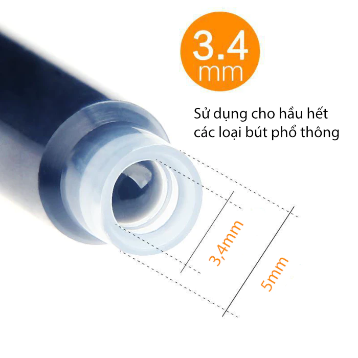 Combo 10 Ống Mực 3.4mm Màu Xanh Dùng Cho Bút Máy