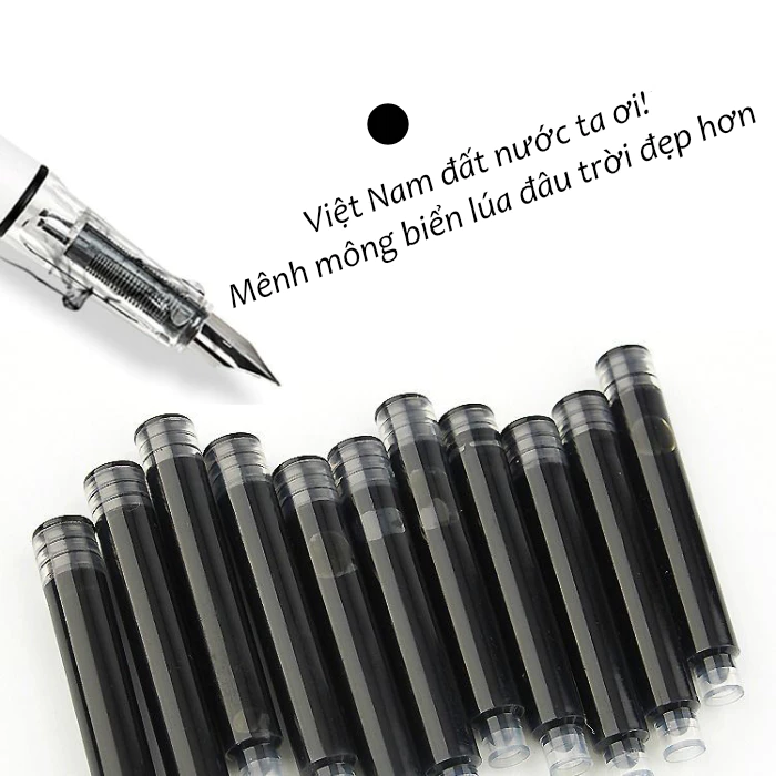 Combo 10 Ống Mực 3.4mm Màu Đen Dùng Cho Bút Máy