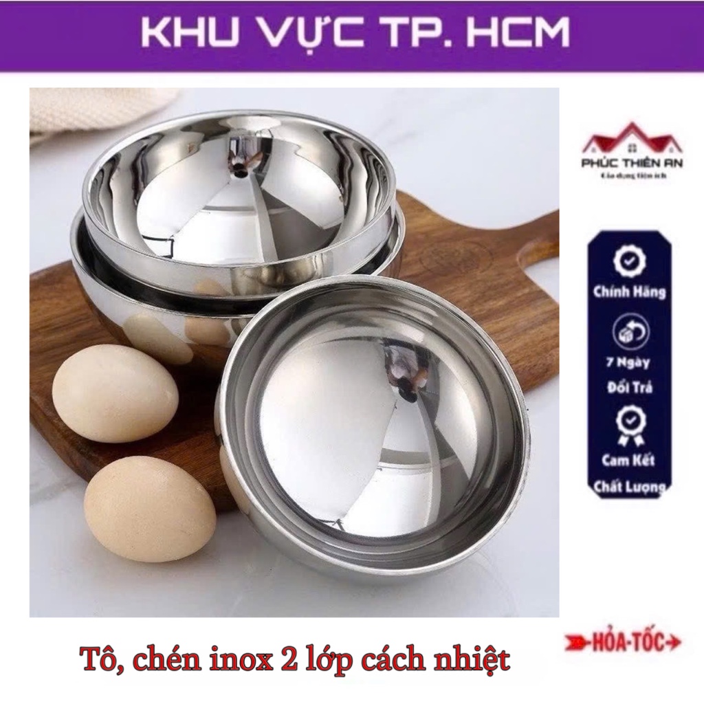 Tô, chén chất liệu inox, 2 lớp cách nhiệt, nhiều kích thước - tiện dụng ...