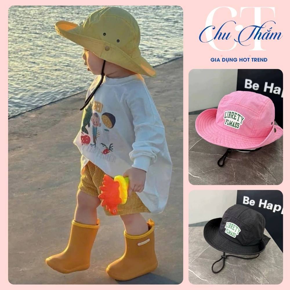 Mũ thêu chữ cái Mũ xMũ chống nắng chống tia cực tím mềm mại nhanh khô Phong cách Hàn Quốc Mũ ngư dân trẻ em Bé gái