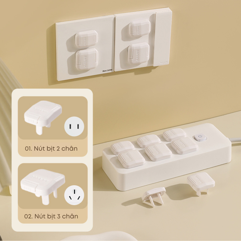 Combo 5 Bịt Ổ Điện Chống Giật 2 Chân KOOBEE Cao Cấp Giữ An Toàn Cho Bé Thoải Mái Vui Chơi (AT01)
