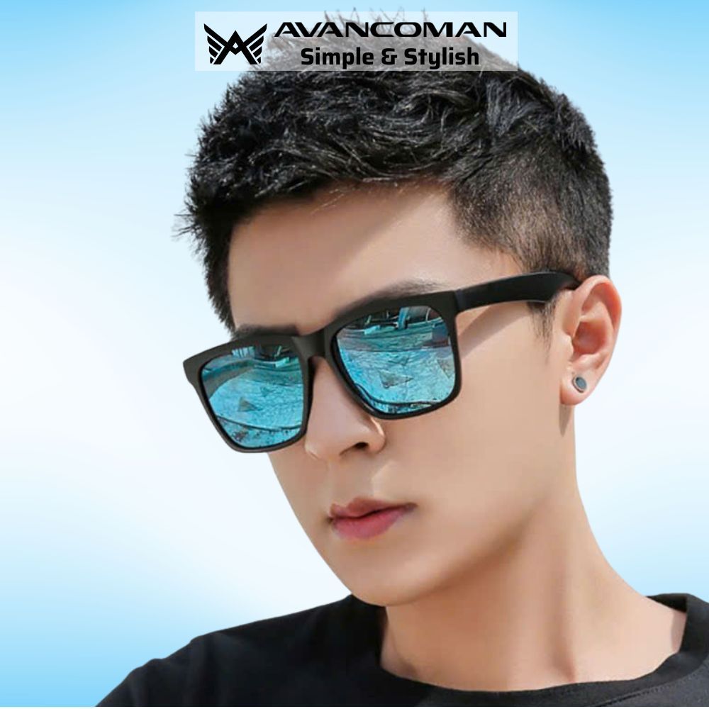 Kính râm gọng vuông nam màu đen thời trang chống tia UV, phong cách hàn ...