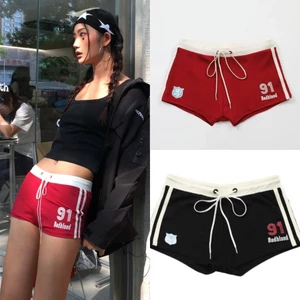 Quần short vải 91 badblood sọc trắng thể thao đỏ đen chất cotton QSN018 - Tiktik