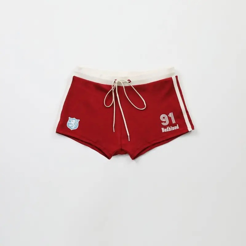 (sẵn)Quần short vải 91 badblood sọc trắng thể thao đỏ đen chất cotton QSN018 - Tiktik
