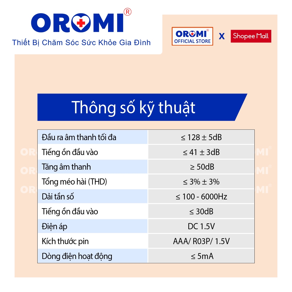 Máy trợ thính có dây OROMI MD-238 - Tai nghe trợ thính cho người già, người bệnh - PIN  AAA 1.5V