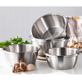 Bát Trộn Bột, Âu Trộn Bột Inox *Đế Bằng*20-22-24-26-28cm - thau rổ inox 304