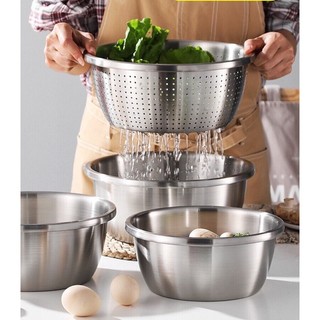 Bát Trộn Bột, Âu Trộn Bột Inox *Đế Bằng*20-22-24-26-28cm - thau rổ inox 304