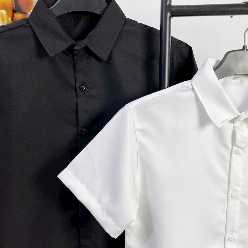 [SM.Trơn] Áo Sơ Mi Nam Trơn ngắn Tay, Vải cotton, co dãn nhẹ, độ dày vừa phải Menswear Top Kate