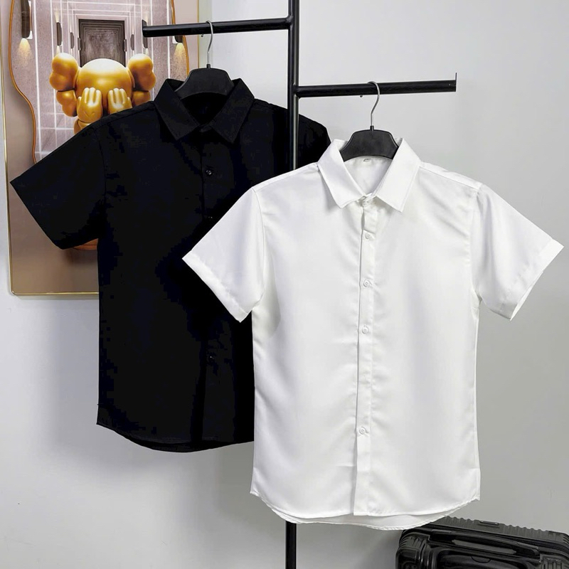[SM.Trơn] Áo Sơ Mi Nam Trơn ngắn Tay, Vải cotton, co dãn nhẹ, độ dày vừa phải Menswear Top Kate