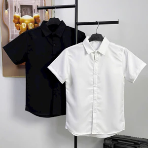 Áo Sơ Mi Nam Trơn ngắn Tay, Vải cotton, co dãn nhẹ, độ dày vừa phải Menswear Top Kate