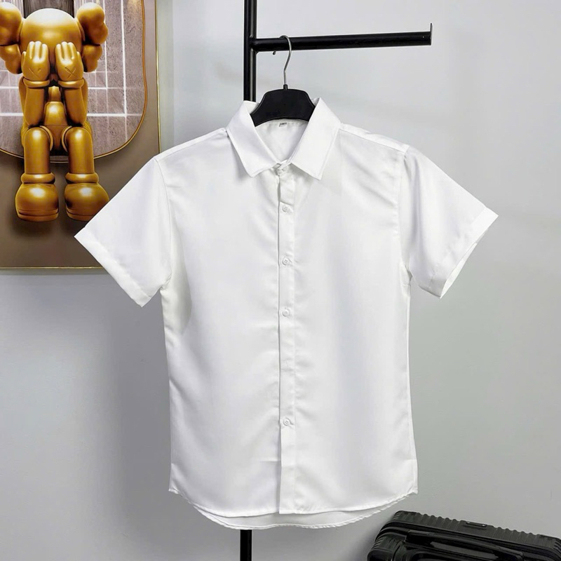 [SM.Trơn] Áo Sơ Mi Nam Trơn ngắn Tay, Vải cotton, co dãn nhẹ, độ dày vừa phải Menswear Top Kate