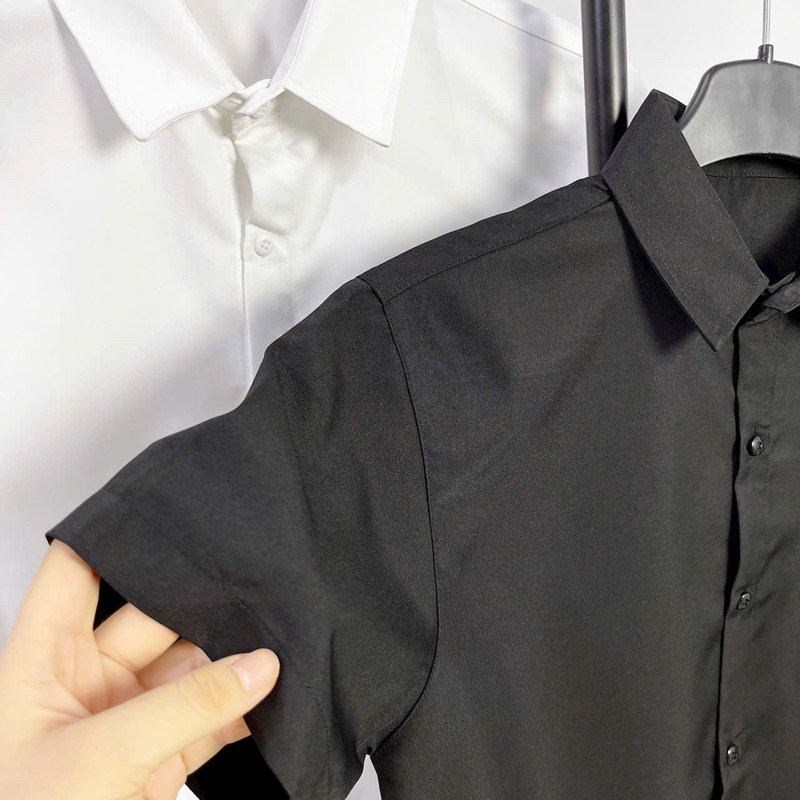 [SM.Trơn] Áo Sơ Mi Nam Trơn ngắn Tay, Vải cotton, co dãn nhẹ, độ dày vừa phải Menswear Top Kate
