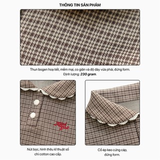 Áo polo nữ MONÁ cổ sen tay phồng hoạ tiết caro - SOLINE TOP