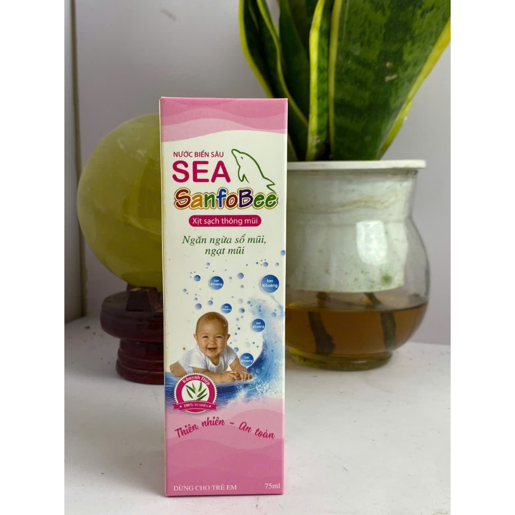 Nước biển sâu Sea Sanfobee, hỗ trợ vệ sinh mũi, long đờm, giảm triệu chứng ngạt mũi, sổ mũi, 75ml