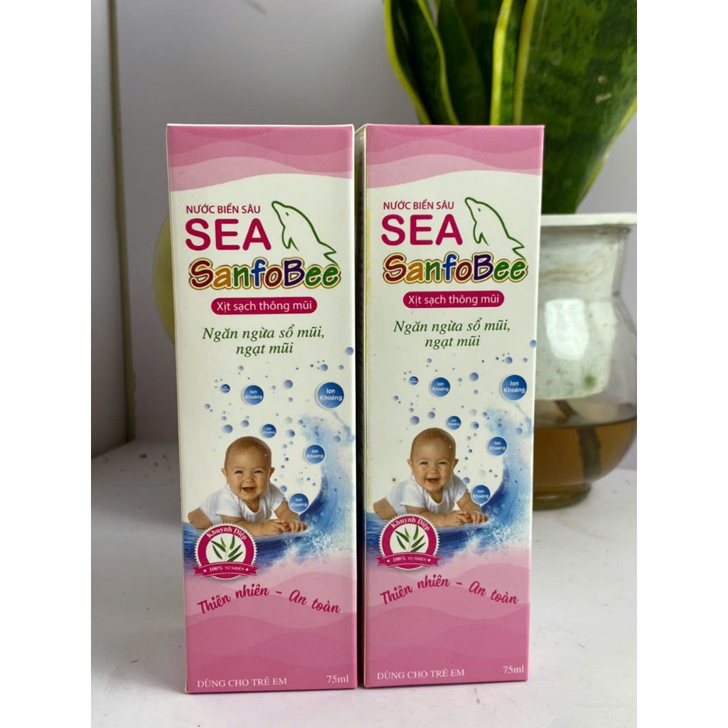 Nước biển sâu Sea Sanfobee, hỗ trợ vệ sinh mũi, long đờm, giảm triệu chứng ngạt mũi, sổ mũi, 75ml