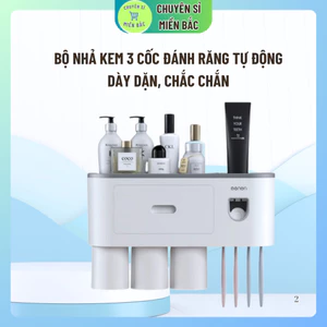 Bộ nhả kem 3 cốc Đánh Răng Tự Động OENON Chính Hãng, Kệ Phòng Tắm Thông Minh Cao Cấp
