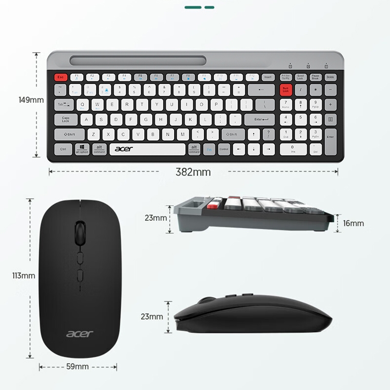 Bộ Bàn Phím Chuột Không Dây Acer OKR 215 - 2.4GHz + Bluetooth - Giảm Chống ồn | BigBuy360 - bigbuy360.vn