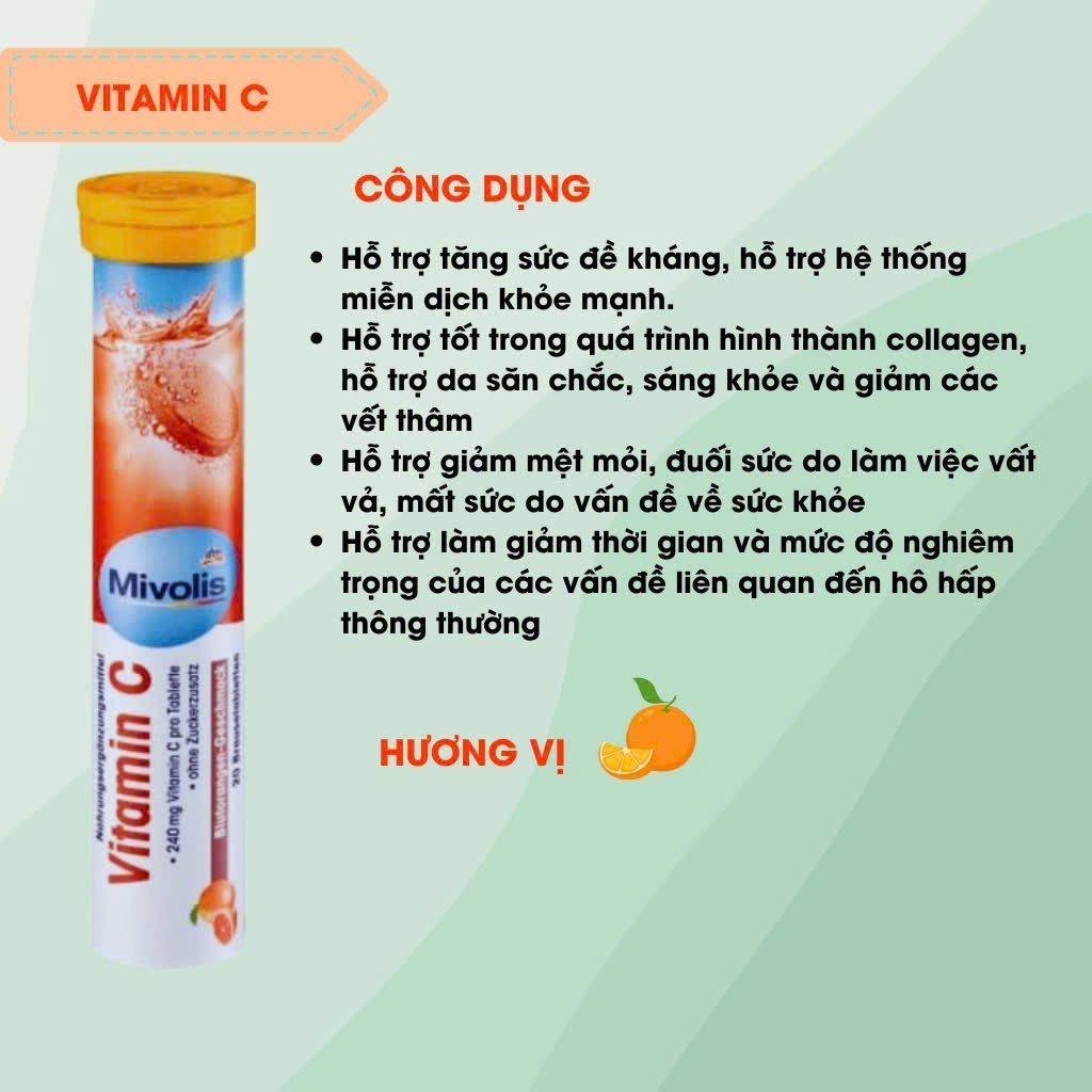 Viên sủi Mivolis Đức ống 20 viên  [Date mới 12/2027]