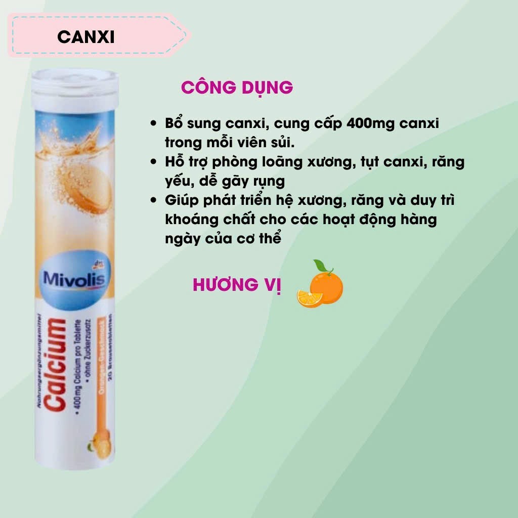 Viên sủi Mivolis Đức ống 20 viên  [Date mới 12/2027]