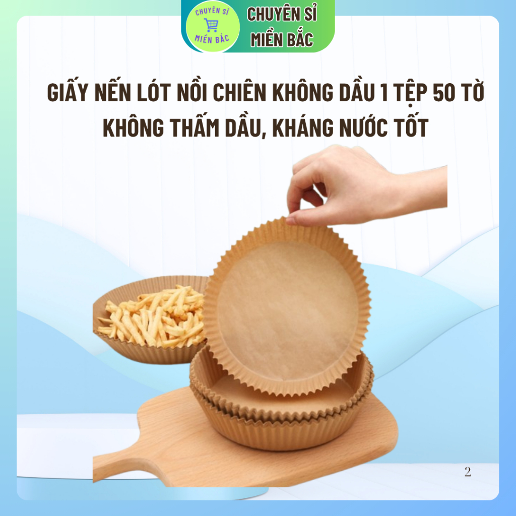 Giấy nến lót nồi chiên không dầu 1 tệp 50 tờ cực tiện không gây hỏng dễ dàng về sinh nồi