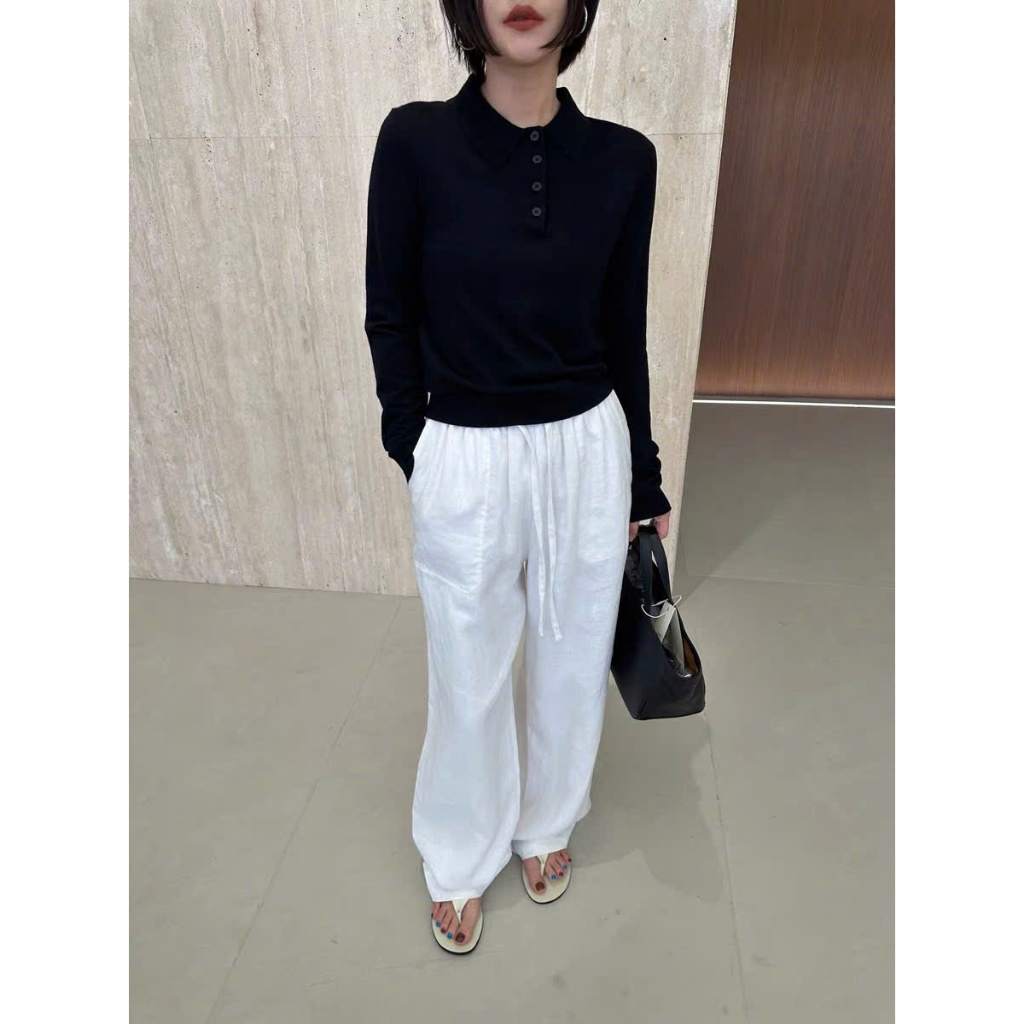 𝗟ura 𝗣𝗮𝗻𝘁𝘀- Quần Linen dáng xuông cạp chun