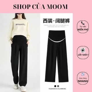 Quần bầu ống suông dáng dài, chất Umi Hàn co dãn thấm hút mồ hôi tốt, có chun chỉnh bụng
