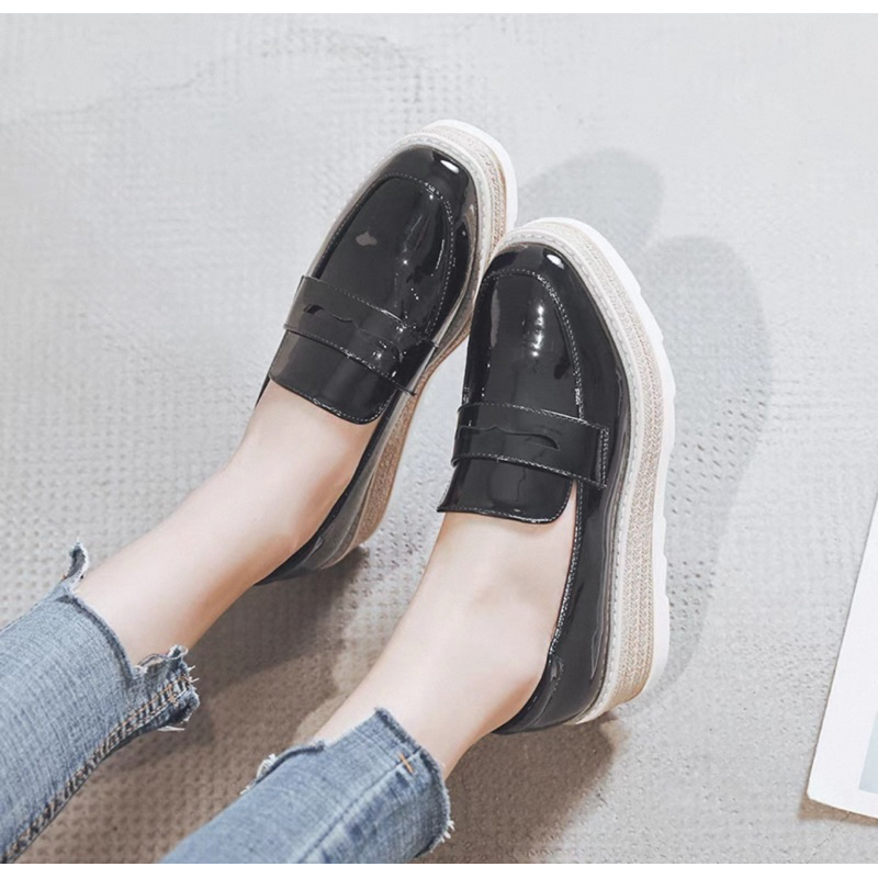 Giày đế cao da bóng thời trang (cao 6cm)