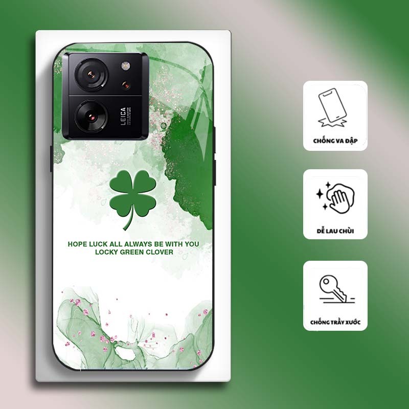 Ốp Lưng cho XIAOMI 13T 5G, 13T PRO 5G Mặt kính cường lực, cao cấp HOẠ TIẾT HOA CẨM THẠCH