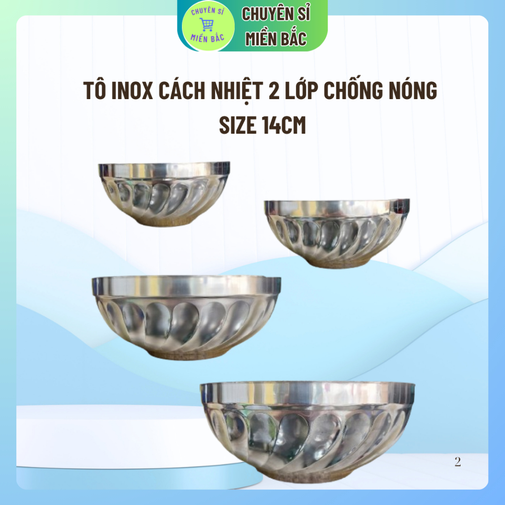 Tô inox cách nhiệt 2 lớp chống nóng size 14cm