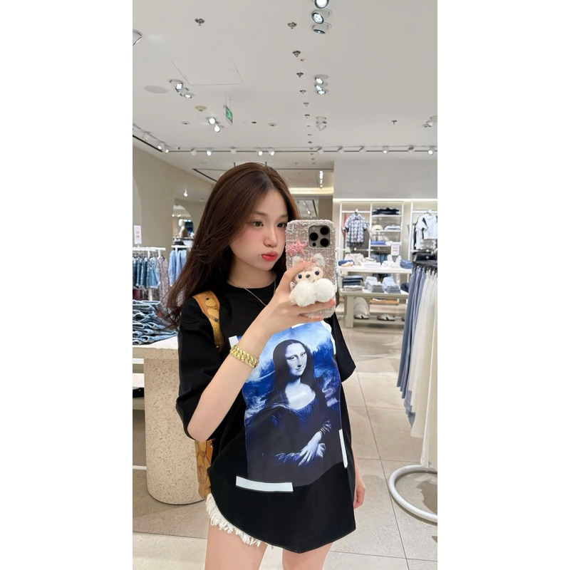 Áo Thun Mona Lisa Tranh Sơn Dầu Hình In Sắc Nét Vải Cotton 2 Chiều Hàng L1